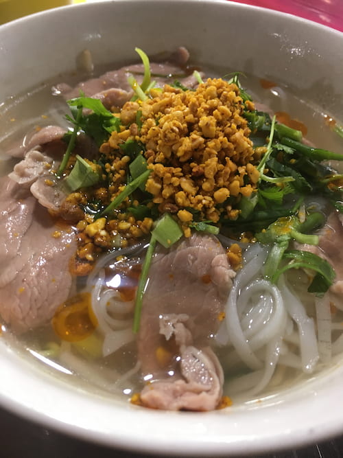 A bowl of phở from Anthony Bourdain's favourite stall in Hội An market, Vietnam